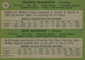2020 Topps Heritage - 50th Anniversary Buybacks #13 White Sox 1971 Rookie Stars (Brinkman / Moloney) Back