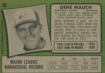2020 Topps Heritage - 50th Anniversary Buybacks #59 Gene Mauch Back