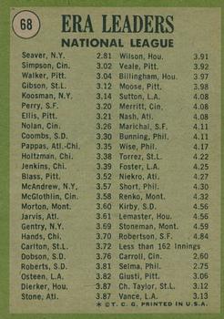 2020 Topps Heritage - 50th Anniversary Buybacks #68 1970 National League ERA Leaders (Seaver / Simpson / Walker) Back