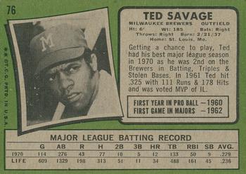 2020 Topps Heritage - 50th Anniversary Buybacks #76 Ted Savage Back