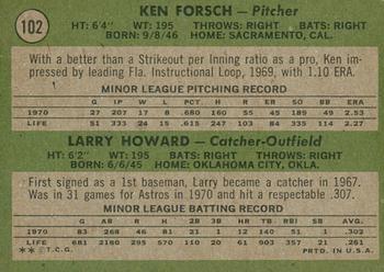2020 Topps Heritage - 50th Anniversary Buybacks #102 Astros 1971 Rookie Stars (Ken Forsch / Larry Howard) Back