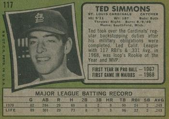 2020 Topps Heritage - 50th Anniversary Buybacks #117 Ted Simmons Back
