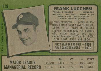 2020 Topps Heritage - 50th Anniversary Buybacks #119 Frank Lucchesi Back