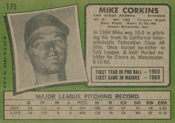 2020 Topps Heritage - 50th Anniversary Buybacks #179 Mike Corkins Back