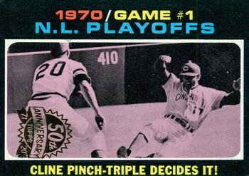 2020 Topps Heritage - 50th Anniversary Buybacks #199 1970 N.L. Playoffs Game #1-Cline Pinch Triple Decides It! Front
