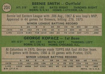 2020 Topps Heritage - 50th Anniversary Buybacks #204 Brewers Rookies - Bernie Smith / George Kopacz Back