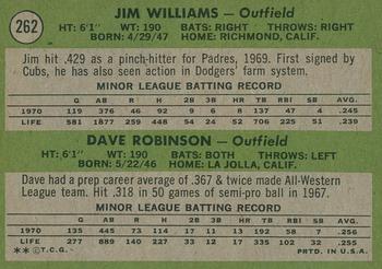 2020 Topps Heritage - 50th Anniversary Buybacks #262 Padres 1971 Rookie Stars (Jim Williams / Dave Robinson) Back