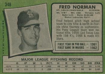 2020 Topps Heritage - 50th Anniversary Buybacks #348 Fred Norman Back
