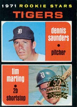 2020 Topps Heritage - 50th Anniversary Buybacks #423 Tigers 1971 Rookie Stars (Dennis Saunders / Tim Marting) Front