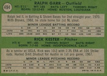 2020 Topps Heritage - 50th Anniversary Buybacks #494 Braves 1971 Rookie Stars (Ralph Garr / Rick Kester) Back