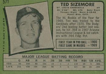 2020 Topps Heritage - 50th Anniversary Buybacks #571 Ted Sizemore Back