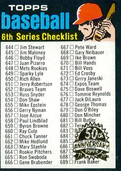 2020 Topps Heritage - 50th Anniversary Buybacks #619 6th Series Checklist Front