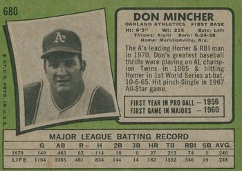2020 Topps Heritage - 50th Anniversary Buybacks #680 Don Mincher Back
