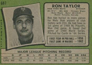 2020 Topps Heritage - 50th Anniversary Buybacks #687 Ron Taylor Back