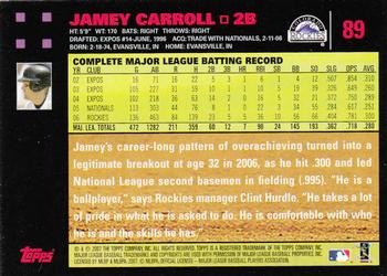 2007 Topps - Red Back #89 Jamey Carroll Back