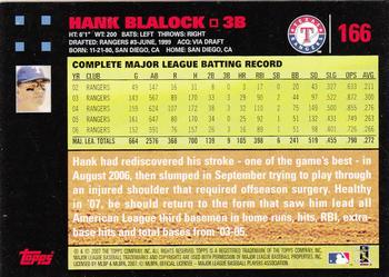 2007 Topps - Red Back #166 Hank Blalock Back