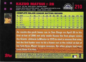 2007 Topps - Red Back #210 Kazuo Matsui Back