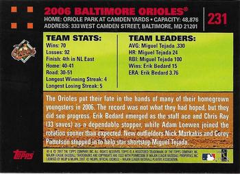 2007 Topps - Red Back #231 Baltimore Orioles Back