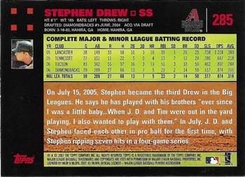 2007 Topps - Red Back #285 Stephen Drew Back
