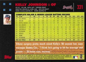 2007 Topps - Red Back #331 Kelly Johnson Back