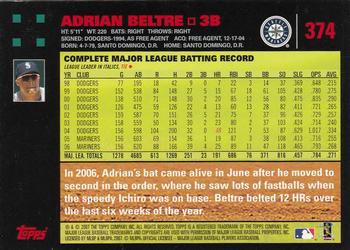 2007 Topps - Red Back #374 Adrian Beltre Back
