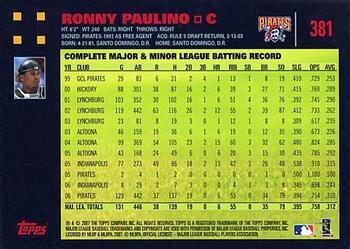 2007 Topps - Red Back #381 Ronny Paulino Back