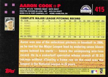 2007 Topps - Red Back #415 Aaron Cook Back