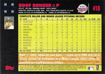 2007 Topps - Red Back #418 Boof Bonser Back