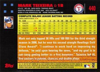 2007 Topps - Red Back #440 Mark Teixeira Back