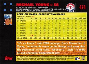 2007 Topps - Red Back #474 Michael Young Back
