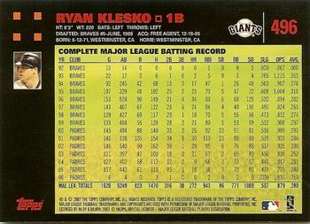 2007 Topps - Red Back #496 Ryan Klesko Back