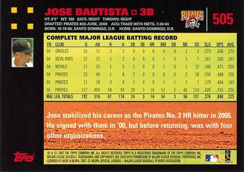 2007 Topps - Red Back #505 Jose Bautista Back