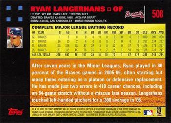 2007 Topps - Red Back #508 Ryan Langerhans Back