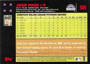 2007 Topps - Red Back #509 Josh Fogg Back