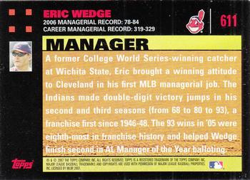 2007 Topps - Red Back #611 Eric Wedge Back