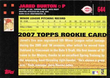 2007 Topps - Red Back #644 Jared Burton Back