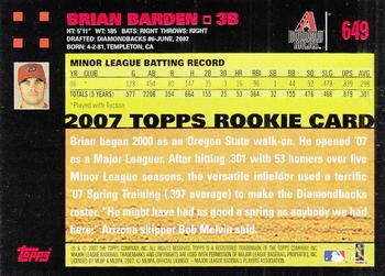 2007 Topps - Red Back #649 Brian Barden Back