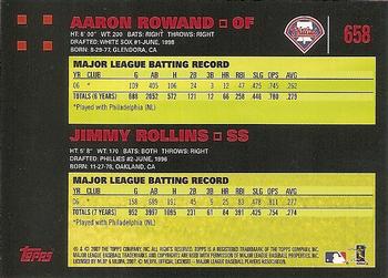 2007 Topps - Red Back #658 Aaron Rowand / Jimmy Rollins Back