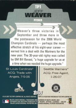 2007 Topps - Trading Places #TP1 Jeff Weaver Back