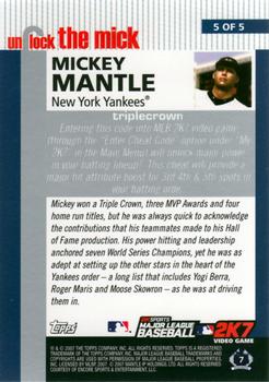 2007 Topps - Unlock the Mick #5 Mickey Mantle Back