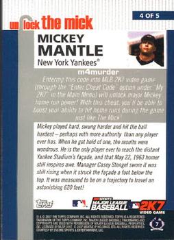 2007 Topps - Unlock the Mick #4 Mickey Mantle Back