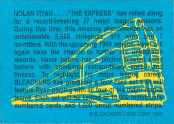 1993 Bleachers Nolan Ryan Promos #NNO Nolan Ryan Triple Exposure- National Large Foil Back