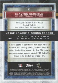 2020 Topps Museum Collection #62 Clayton Kershaw Back