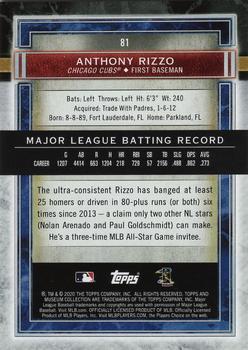 2020 Topps Museum Collection #81 Anthony Rizzo Back
