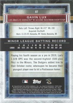 2020 Topps Museum Collection #87 Gavin Lux Back