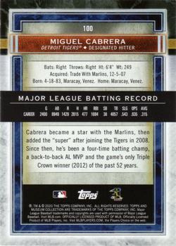 2020 Topps Museum Collection #100 Miguel Cabrera Back