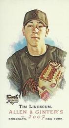 2007 Topps Allen & Ginter - Mini No Card Number #NNO Tim Lincecum Front