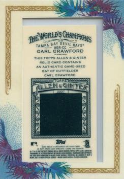 2007 Topps Allen & Ginter - Relics #AGR-CC Carl Crawford Back