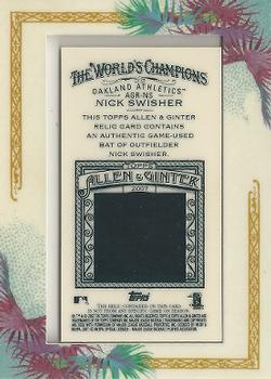 2007 Topps Allen & Ginter - Relics #AGR-NS Nick Swisher Back