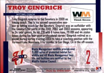 2009 Grandstand Harrisburg Senators SGA #NNO Troy Gingrich Back